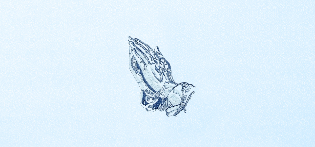 P 516 BL Praying Hands Blue Faux